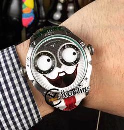 New Konstantin Chaykin Joker Unique Smiling Face Steel Case Green Inner Russian Time Swiss Quartz Mens Watch Black Leather Strap R1370170