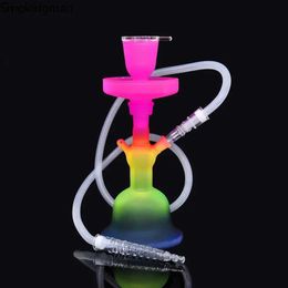 Accessories Colourful Glass Bottle Hookah Flask Complete Shisha Nargile Chicha Water Pipe Plastic Hose With Foam Box Hookha And AccessoriesL2403