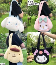 Plush Backpacks Dolls Kawaii Sanrioed Cinnamoroll Melody Kuromi Women Tote Handbags Shoulder Fashion Female Messenger Purses Xmas 1236946