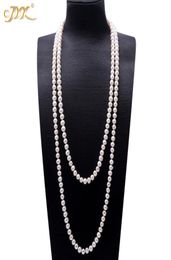 JYX Pearl Sweater Necklaces Long Round Natural White 89mm Natural Freshwater Pearl Necklace Endless charm necklace 328 2011043163159