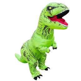 Adult T-Rex Inflatable Costumes Halloween Cosplay Suit Dinosaur Mascot Striped Role Play Clothing for Man Women Carnival Apparel