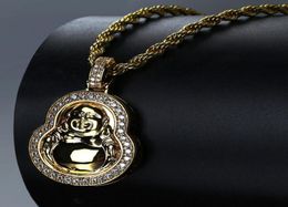 Luxury Designer Jewellery Mens Necklace CZ Maitreya Buddha Pendant Necklace Iced Put Lab Diamond Mens Gold Chain for Mens Jewellery Gi4792816