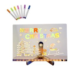 New Desktop blackboard erasable LED Acrylic Note Boards with 7 Colour Pens handmade for children's DIY drawing board Xmas gifts