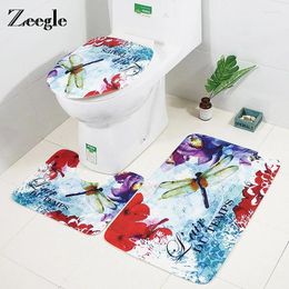 Bath Mats Zeegle 3pcs Anti Slip Bathroom Mat Set Coral Fleece Floor Washable Toilet Rugs Cover Decor