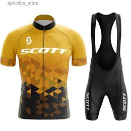 Cycling Shorts 2024 SCOTT Cycling Jersey Sets Cycling Bicyc Suit Bicyc Short Seve Cycling Clothing Bike Maillot Cycling Jersey Bib Shorts L48