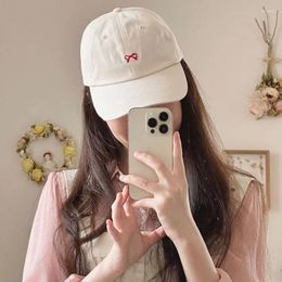 Ball Caps Korean Small Bow Embroidered Versatile Baseball Cap Spring And Summer Simple Pure Cotton Adjustable Outdoor Leisure Sports Hat