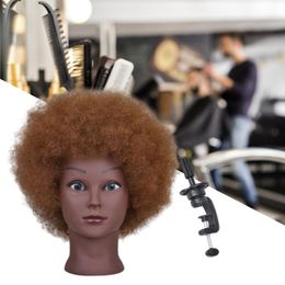 Real Hair Mannequin Head African Styling Teaching Hairdresser