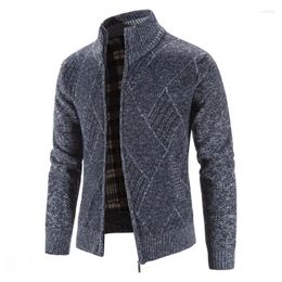 Men's Sweaters Autumn Winter Cardigan Men Thick Warm Sweatercoat Stand Collar Casual Geometric Knitted Mens Slim Knit Sweater Jackets