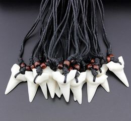 Fashion Wholesale Mixed 12pcs Imitation Yak Bone Tooth Necklace White Teeth Amulet Pendant for men women's jewelry MN5771450465