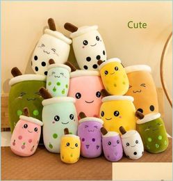 Stuffed Plush Animals Party Plush Animal 24Cm Cute Fruit Drink Stuffed Soft Pink Stberry Milk Cup Boba Toy Pillow Cushion8355335