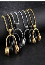 Pendant Necklaces Rock DJ Music Headphone Necklace Fashion Stainless Steel Men Women Hip Hop Headset Party Cool Jewelry3301645