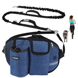 Bags QUESHARK Customised Logo MultiFunctional Sports Running Fitness Training Dog Waist Bag Outdoor Pet Fanny Pack With Leash