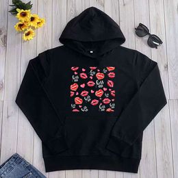 Designer Women's Hoodies Sweatshirts Hot Valentines Day Kiss Me Lipstick Letter Print Colour Print Hoodie