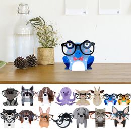 Cute Creative Animal Glasses Holder 1pc Wooden Animal Shaped Glasses Frame Home Office Desktop Decor Choir Ornament