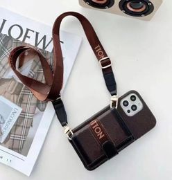 Luxury Designer Brown Flower Card Pocket Handbag Cross Body Wallet Phone Cases for iPhone 14 pro max 13 13promax 12pro 11 Pro max 9981816