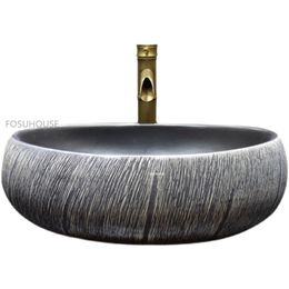 American Vintage Ceramics Bathroom Sink Bathroom Fixture Countertop Basin For Hotel Bathroom Creativity Design Black Washbasin