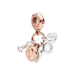 925 Sterling Silver Letter Love Pendant Charm Rose Gold Beads with Original Box For Bracelet Bangle Necklaces Making DIY Jewellery accessories7671801