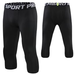 Pants Men Sports Leggings 3/4 Compression Pants Running Jogger Fitness Basketball Base Laye Tight Trousers Male Length Pants