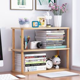 Simple Desk Storage Shelves, Small Bookshelves On The Table, Multi-storey Storage, Office Solid Wood Pole, Partitions, Multi-fun