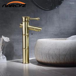 Bathroom Sink Faucets Basin Copper Bamboo High Arch Waterfall Faucet 1 Lever Oil Rubbed Bronze And Cold Mixer Taps XT-428