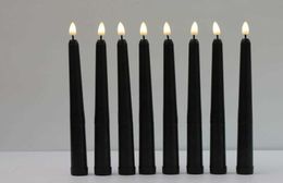 8 Pieces Black Flameless Flickering Light Battery Operated LED Christmas Votive Candles28 cm Long Fake Candlesticks For Wedding H9037560