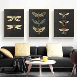 Vintage Moth Nature Insect Poster Prints Canvas Painting Animal Educational Picture Wall Art Classroom Kids Room Home Decoration