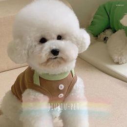 Dog Apparel Solid Colour Clothes Summer Buttons Cotton Vest For Small Dogs Girl Breathable T-shirt Puppy Two-legged