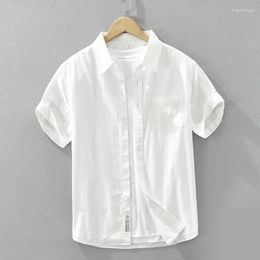 Men's Casual Shirts 2024 Summer White Short Sleeve For Men Plus Size Loose Turn-down Collar