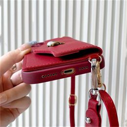 Luxury 3D Pearl Bee Leather Card Bag Crossbody Lanyard Soft Case For iPhone 15 14 Pro Max 13 12 11 XS X XR 7 Plus MiNI SE Cover