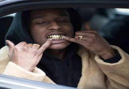 Mens Gold Plated Top and Bottom Teeth Grillz Set GoldenTeeth Grills Hip Hop Jewelry6256472
