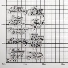 DzIxY Words Happy Birthday Clear Stamps for Card Making Scrapbook Crafts Supplies Silicone Seals Ink Pad Transparent Stencils