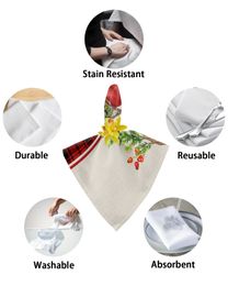 4/6/8pcs Christmas Red Plaid Cardinal Bird Table Napkins Cloth Restaurant Table Napkins Wedding Banquet Decor Cloth Napkins