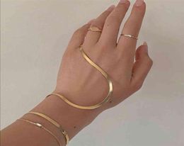 2021stainless Steel 4mm Herringbone Chain Gold Bracelets Bangles for Women 18k Plated Wristbands269J8533604