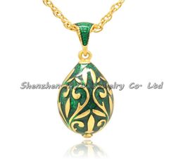 Fashion women Jewellery real gold plated hand Enamelled Russian style Faberge egg pendant necklace with chain9108963