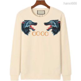 Embroidery Luxury Wolf Head Print Pattern Sweatshirts Hip Hop Letter Printing Casual Pullover Sweatshirt Sweater