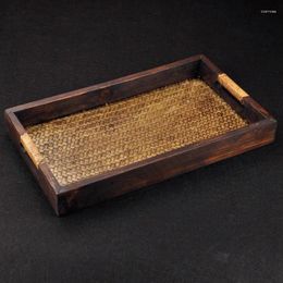 Teaware Sets Japan Handmade Solid Wood Tray Thailand Creative Ancient Square Bamboo Skin El Dinner Coffee Tea Storage Decorative