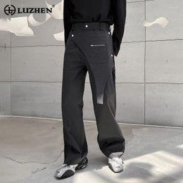 Men's Pants LUZHEN 2024 Stylish Pockets Splicing Design Wide Leg Spring Fashion Elegant High Street Straight Trousers LZ1863