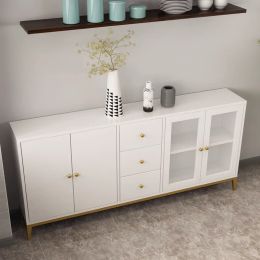 New Drawers Cabinet Organisers Modern White Tableware Collect Solid Wooden Painting Sideboard Dinning Room Storage Cabinet OAK