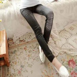 Women's Jeans Spring Summer Imitation Denim Leggings Autumn Stretch Skinny Slim No Pocket Print Thin Cropped Pants Y2k