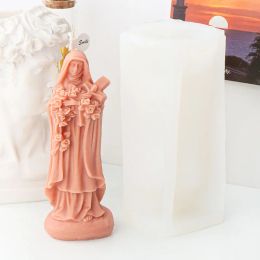 15-19cm 3D Virgin Mary and Jesus Silicone Mould DIY Scented Candle Making Home Decor Gypsum Resin Casting Mould Craft Candle Mould