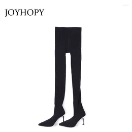 Boots 2024 Autumn Women Elastic Socks High Heels Shoes Fashion Pantyhose One Piece Woman Thigh Over The Knee WB1495