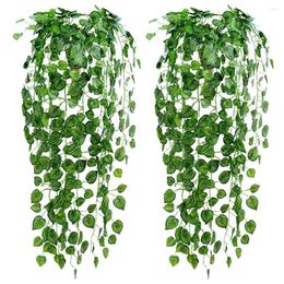 Decorative Flowers 1pcs 2.1 M Artificial Flower Plants Simulation Ivy Scindapsus Aureus Leaves Vines Green Wedding Garden Decoration