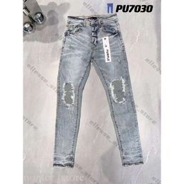 Purple Jeans Mens Denim Jeans Fashion Trends Distressed Black Ripped Biker Slim Fit Motorcycle Mans High-End Quality Black Pants 677