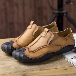 Casual Shoes High Quality Men Genuine Leather Non-slip Thick Sole Fashion Comfortable Chaussure Homme Ete 2024