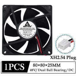 Cooling 1Pcs Gdstime DC 48V 80mm 80mmx25mm Dual Ball Cooler Computer Case Brushless Cooling Fan 8cm 80x80x25mm Desktop PC CPU Heatsink