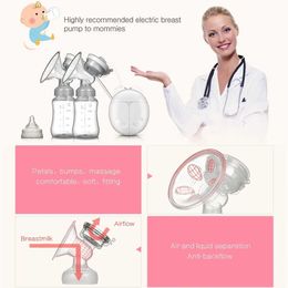 Y8Z4 Breastpumps ZIMEITU Double Electric Breast Pumps Powerful Nipple Suction USB Electric Breast Pump with Baby Milk Bottle Cold Heat Pad Nippl 240413