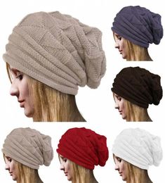 BeanieSkull Caps Fashion Unisex Mens Ladies Knitted Woolly Winter Oversized Slouch Beanie Hat Cap Warm3375383