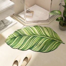 Carpets Little Fresh Green Plant Leaves Bathroom Entrance Foot Mat