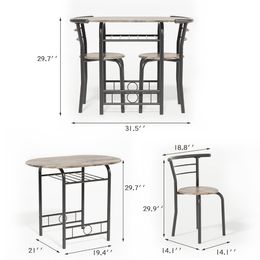 3/5PCS Dining Set Wood Metal Table & 2/4 Chairs Kitchen Breakfast Furniture for Home, Indoor & Outdoor