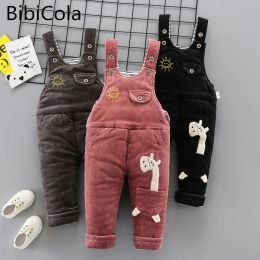 Trousers Autumn Winter Thick Baby Boys Corduroy Cotton Solid Pants Girls Infant Fashion Knitting Overalls Plush and thicken Kids Rompers